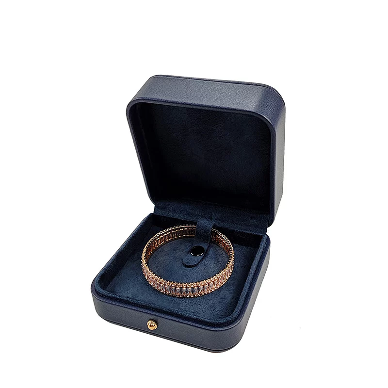 Luxury Gold Clasp PU Leather Bracelet Box - Premium Bangle Display & Storage