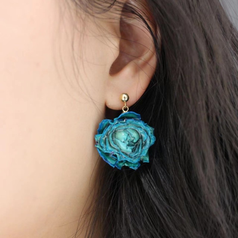 2025 New Arrival: 925 Sterling Silver Preserved Rose Earrings - 'Shangri-La' Collection