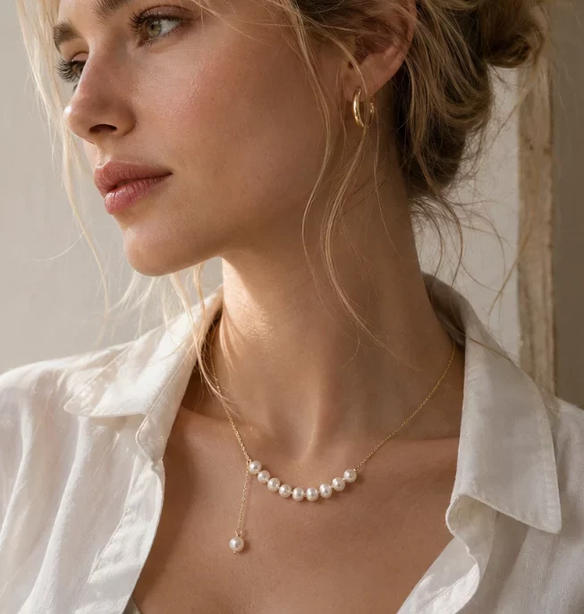 14K Gold Vermeil Baroque Pearl Pendant Necklace - Dainty Choker