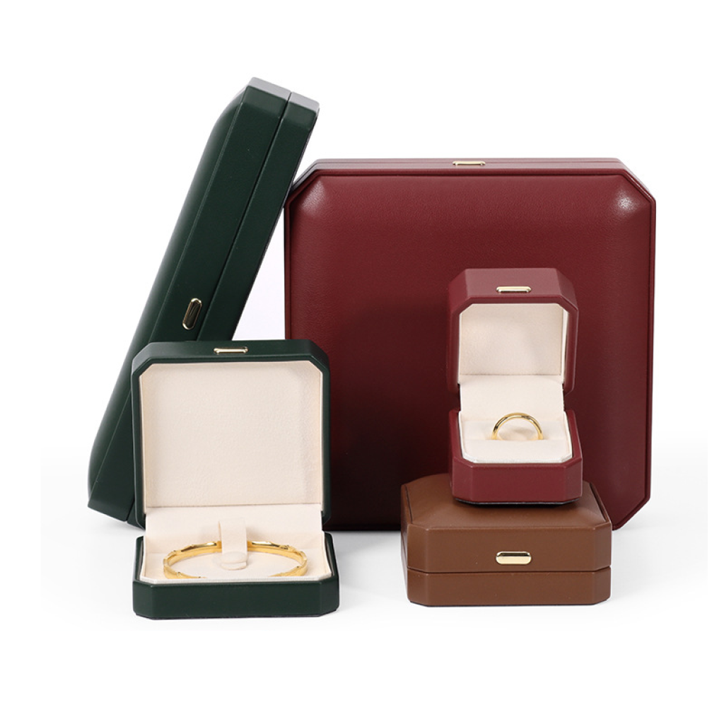 Octagonal Arch PU Leather Jewelry Box - Premium Ring, Earring & Bracelet Organizer