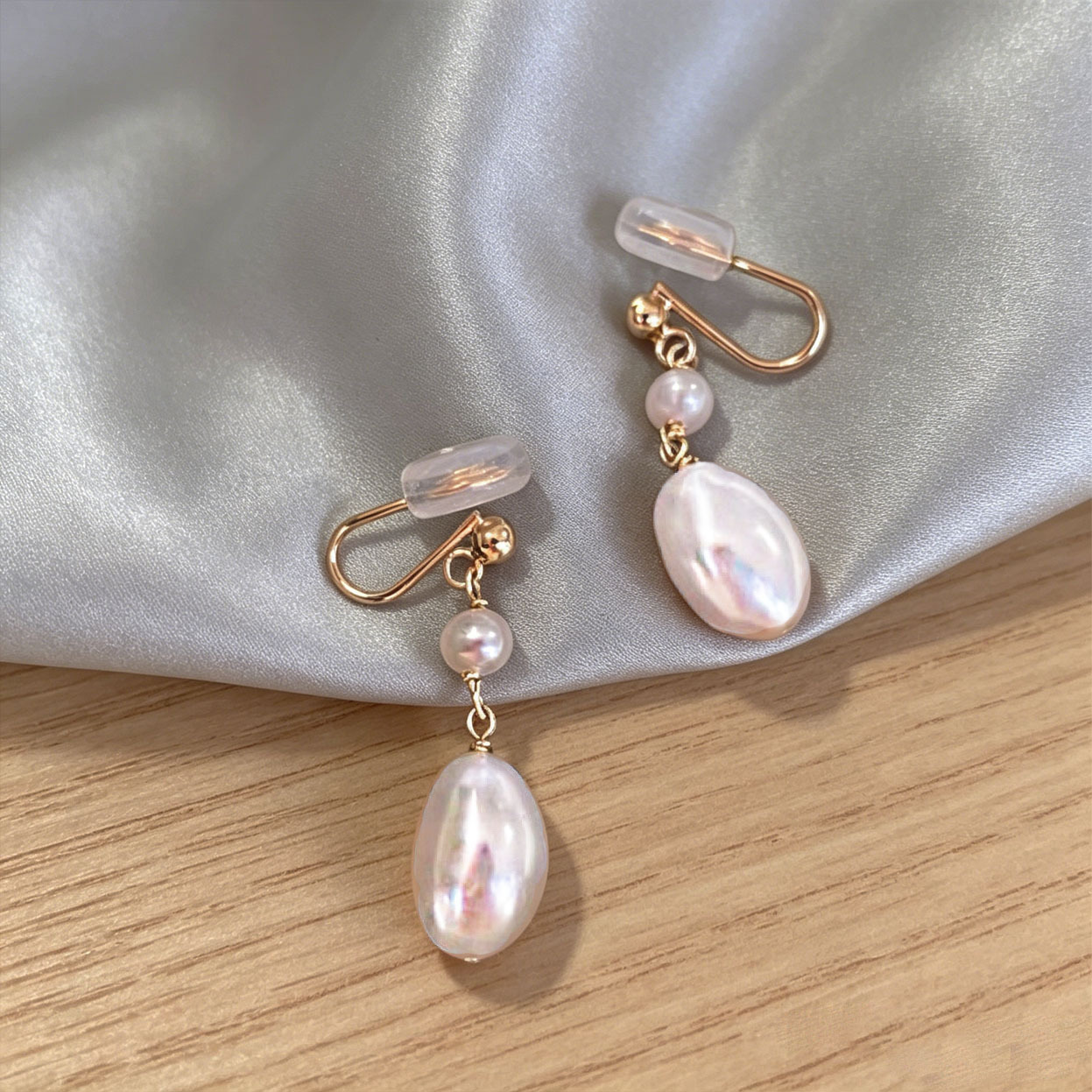 Baroque Freshwater Pearl Drop Earrings with Clip-On Option