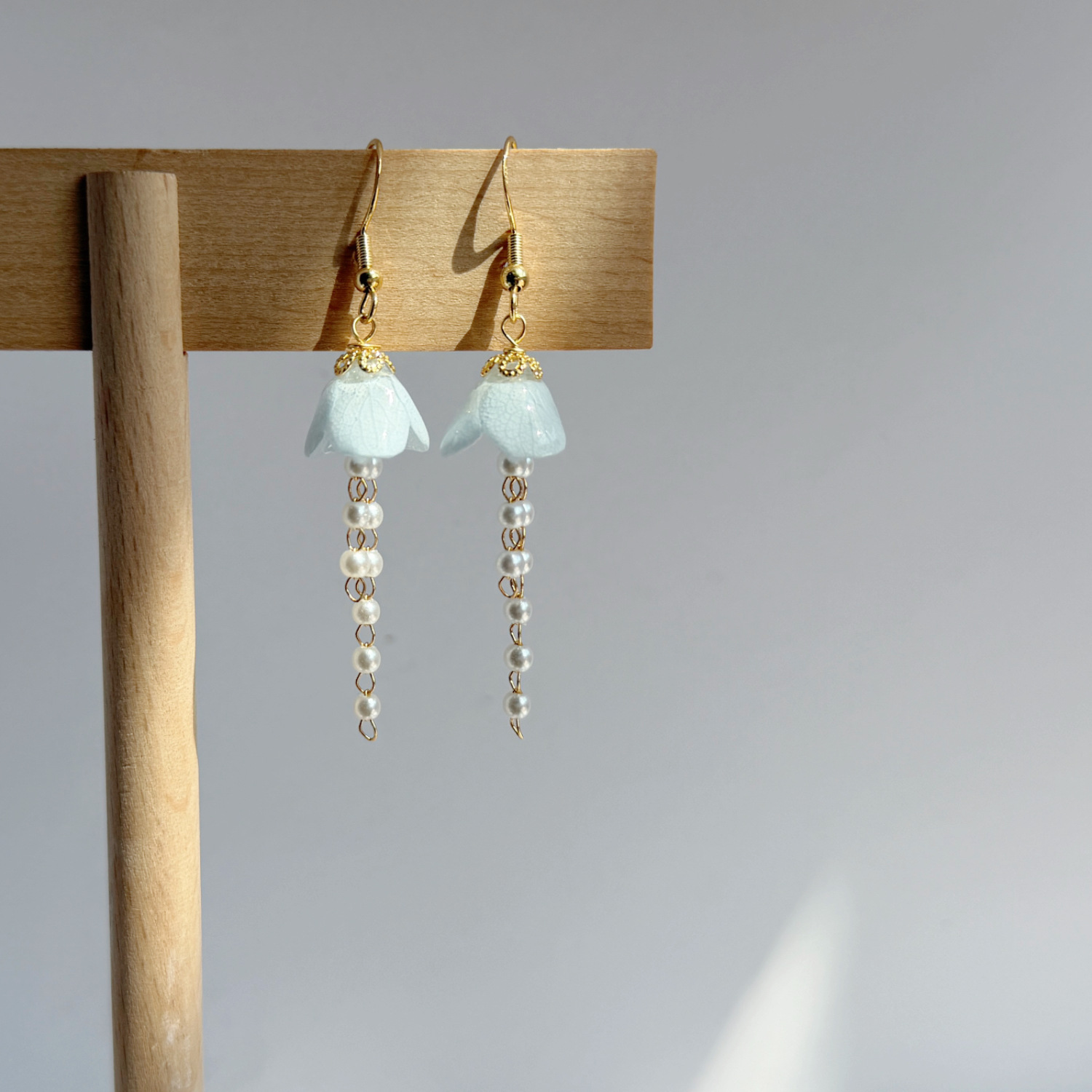 Elegant Hydrangea & Pearl Tassel Earrings | Long Floral Dangle Jewelry