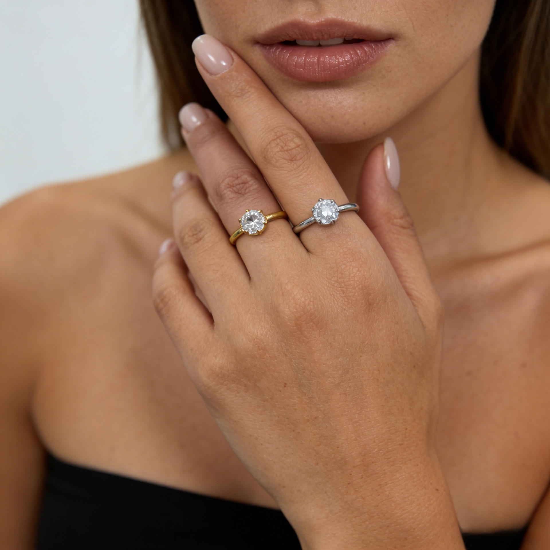 Two-Tone Pave Zirconia Open Ring