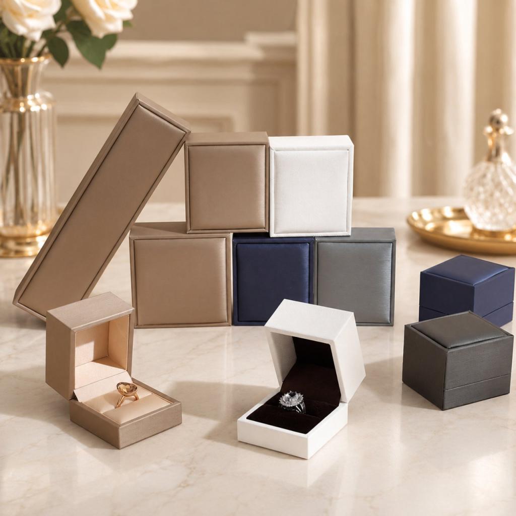 Premium Brushed PU Leather Jewelry Box - Luxury Ring, Necklace & Bracelet Packaging