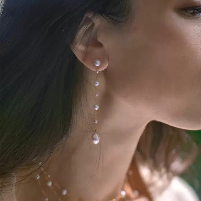 Baroque Pearl Threader Earrings with S925 Silver