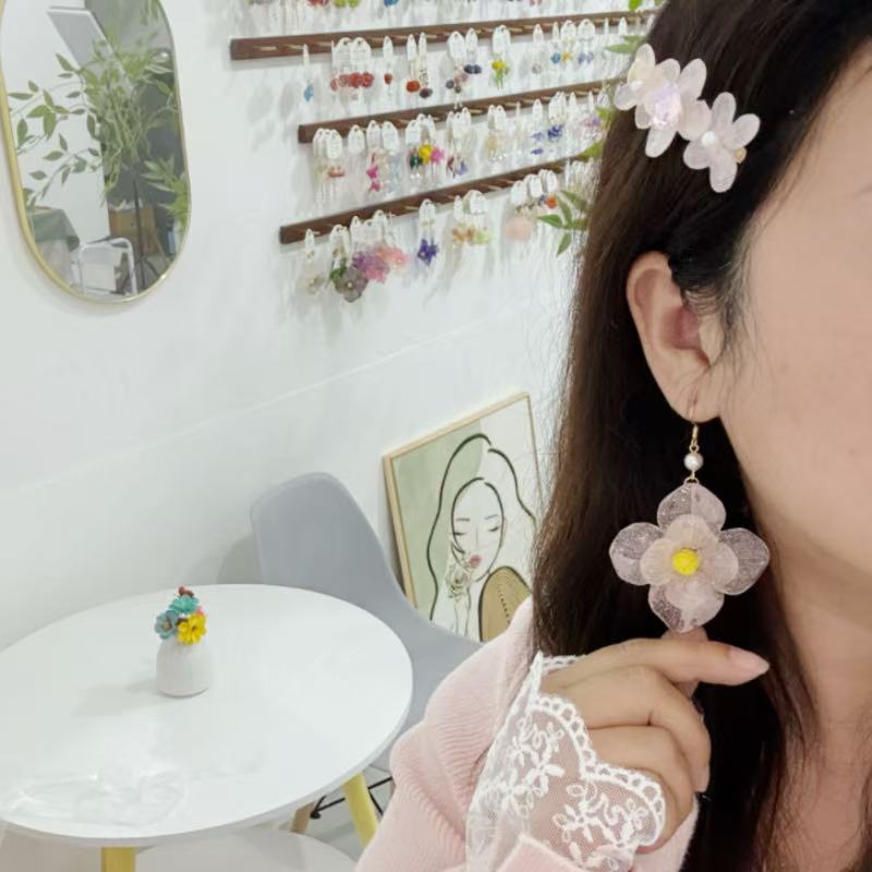 Large Hydrangea Bloom Earrings - Summer Beach Resort Style Studs