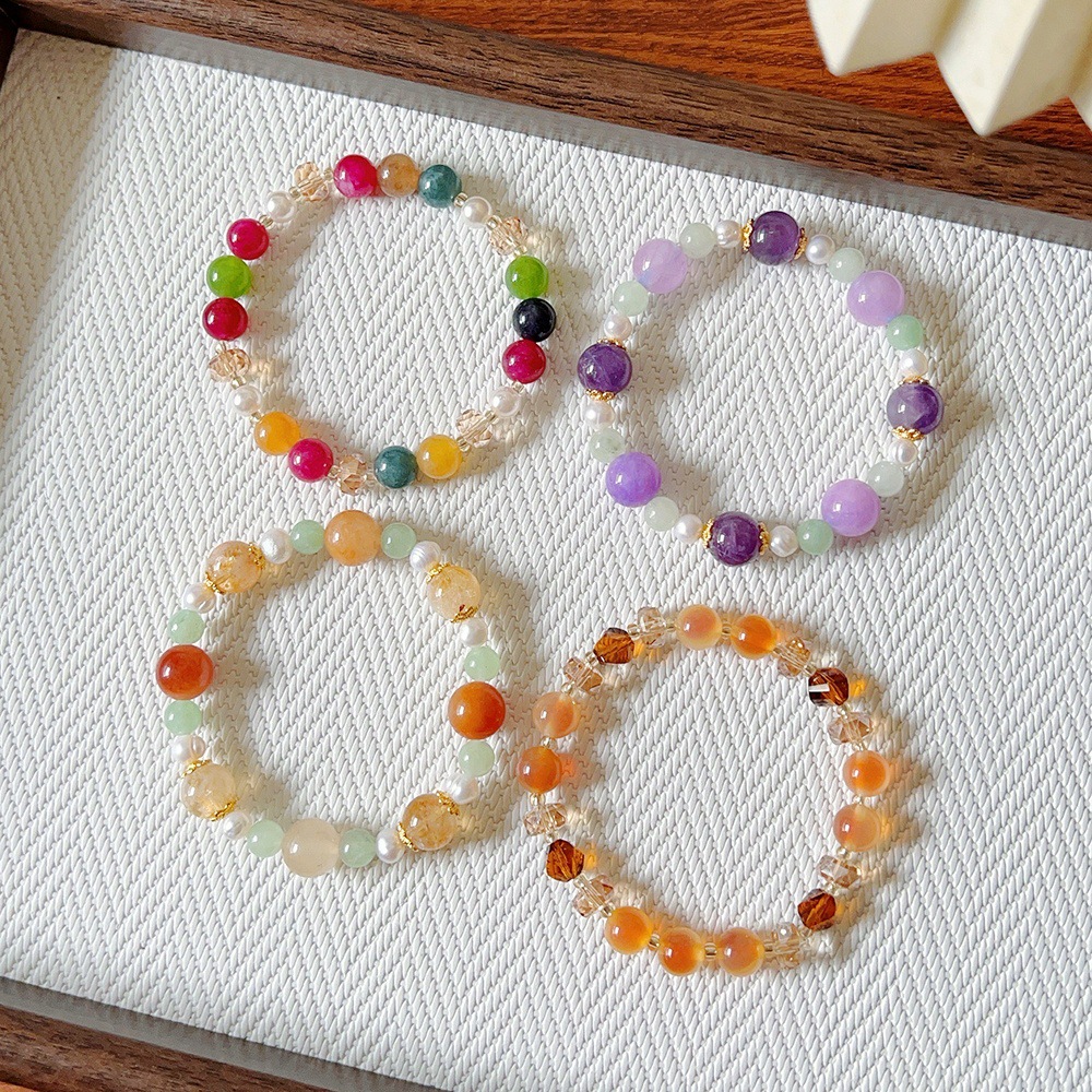 Colorful Crystal & Pearl Multi-Gem Bracelet | Vibrant Beaded Jewelry