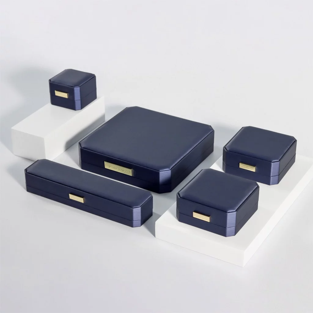 Octagonal Brushed Leather Jewelry Box - Ring, Necklace & Bracelet Packaging