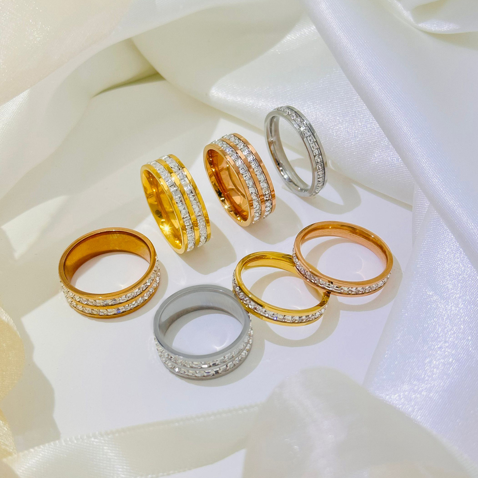 Starry Night Spinning Ring - Minimalist Pavé CZ Band in Gold, Rose Gold & Silver for Couples