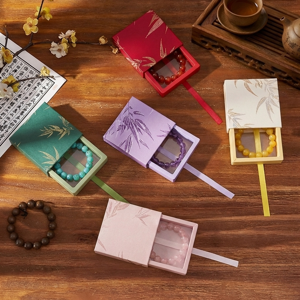 Elegant Bamboo-Inspired Floating Jewelry Box with Pull-Out Drawer