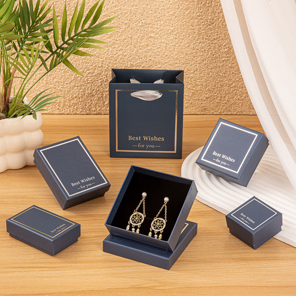 Elegant Velvet-Style Jewelry Box Set - Ring, Earring & Necklace Packaging with Handle Bags