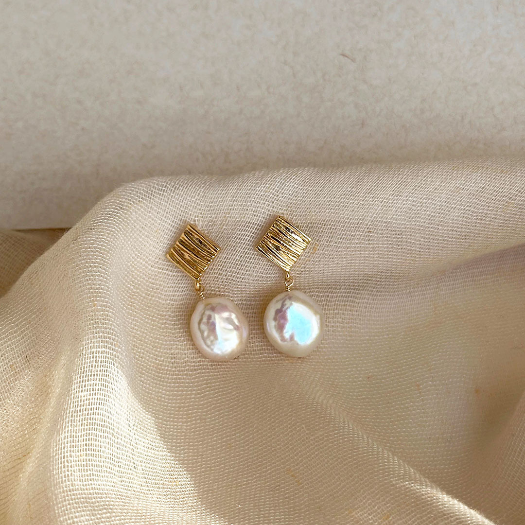 Baroque Pearl Drop Stud Earrings with S925 Silver Post