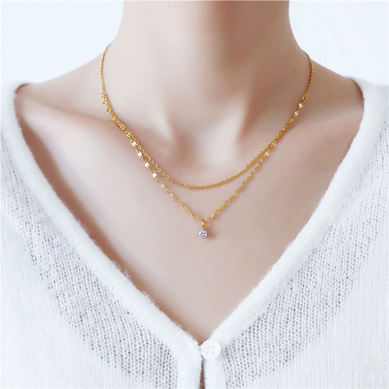 18K Gold Plated Titanium Steel Necklace - Elegant Non-Tarnish Clavicle Chain for Women