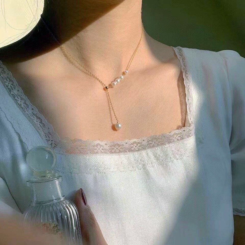 Adjustable Y-Shaped Natural Freshwater Pearl Necklace