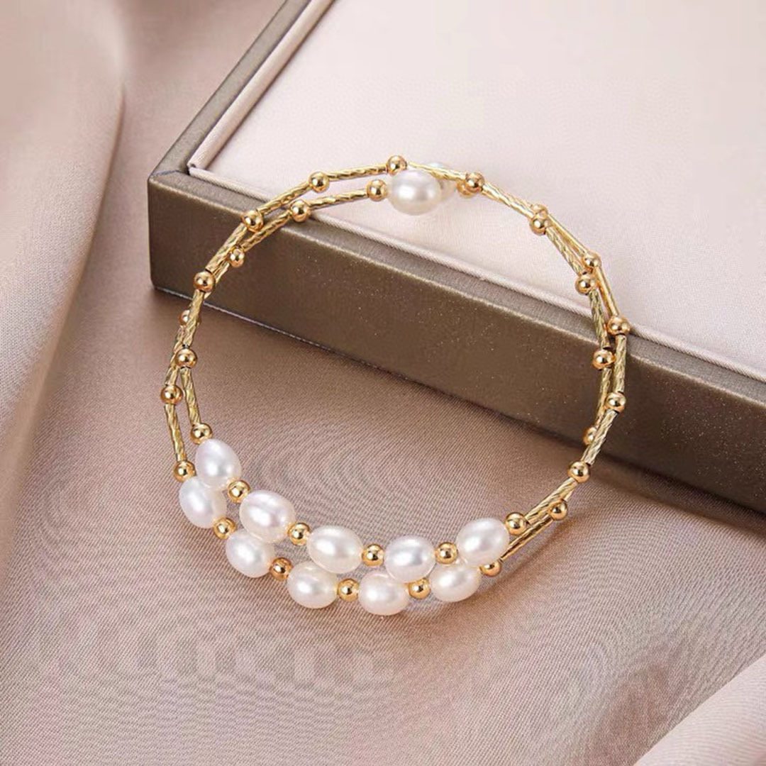 14k Gold-Filled Double-Strand Freshwater Pearl Bracelet