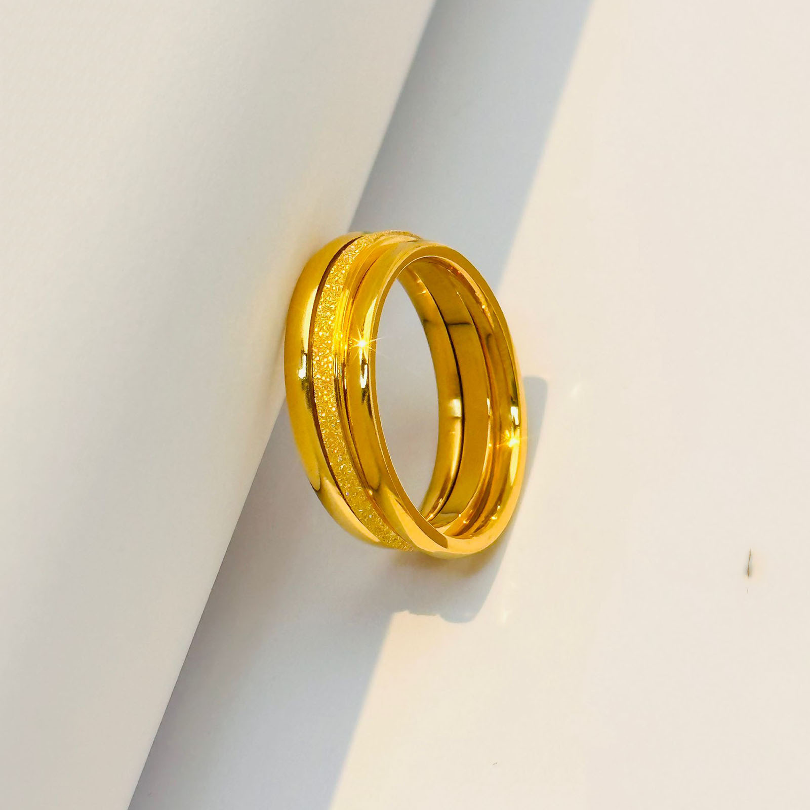 Eternal Love Triple-Band Ring - Matte Finish Titanium Steel Stackable Band in Gold, Rose Gold & Silver