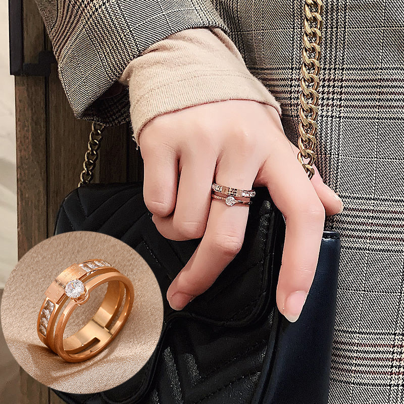 Classic Solitaire Statement Ring - Titanium Steel Index Finger Band in Rose Gold, Gold & Silver