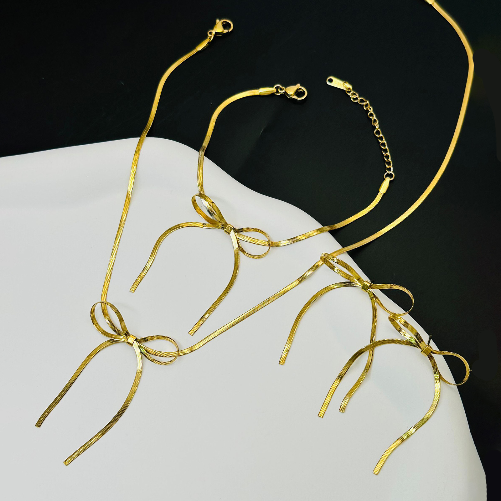 Timeless Bow Knot Jewelry Collection - 18K Gold & Steel Finish Necklaces, Earrings & Bracelets | Minimalist Chic & Tarnish-Resistant